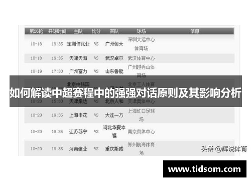 如何解读中超赛程中的强强对话原则及其影响分析