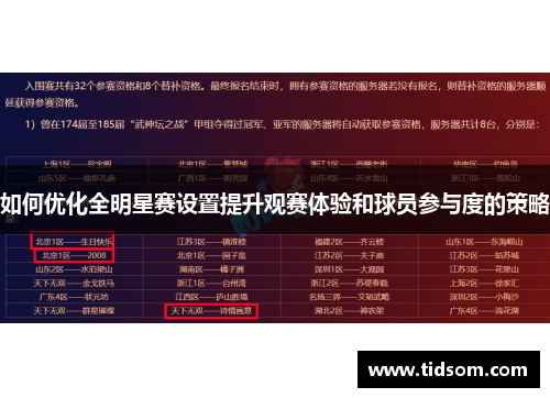 如何优化全明星赛设置提升观赛体验和球员参与度的策略